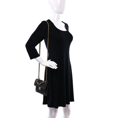 Chanel Denim Quilted Double You Mini Flap Black Golden 2 of 11