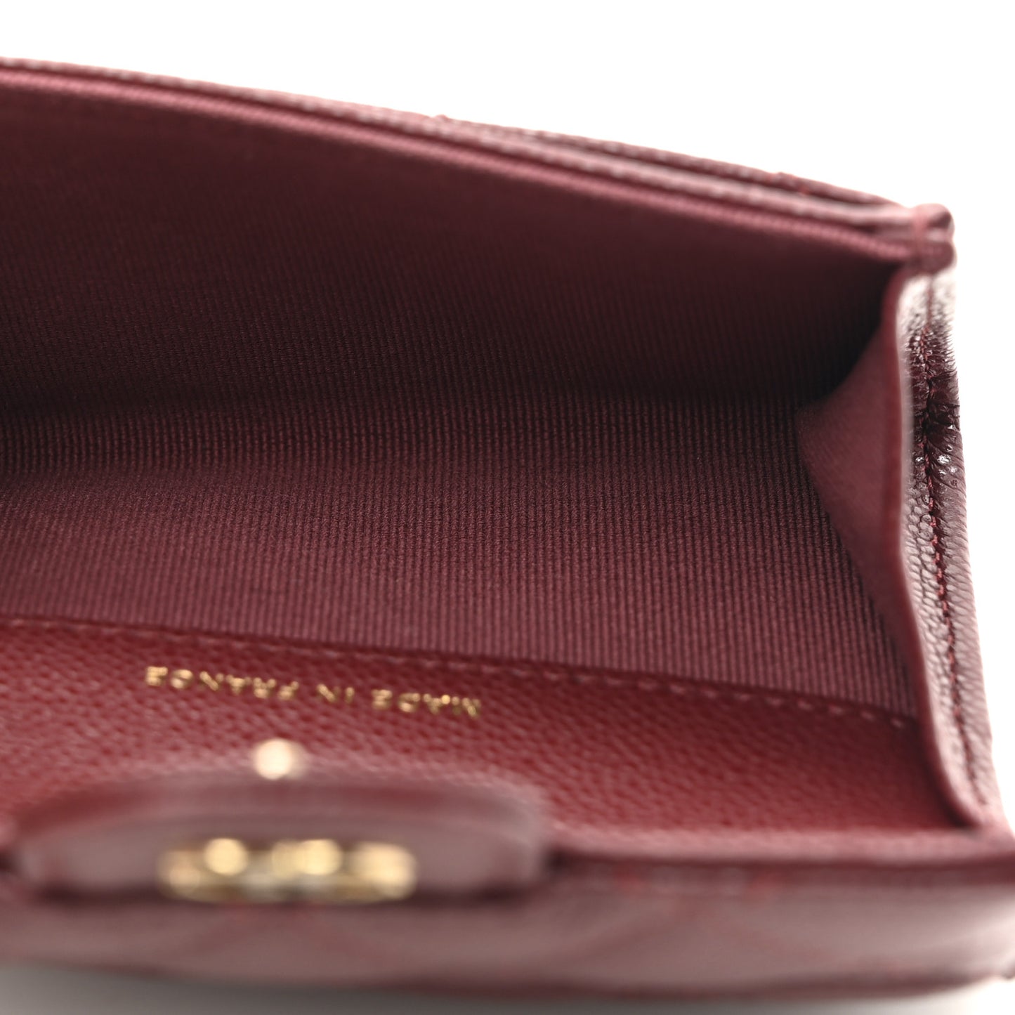 Caviar Quilted Flap Card Holder Wallet Burgundy