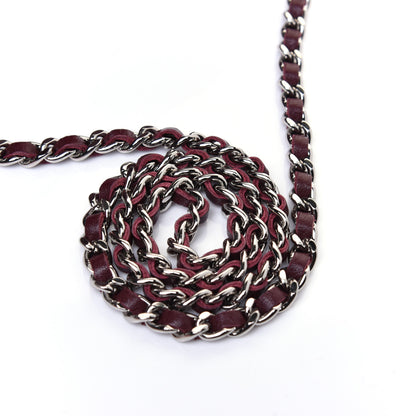 Chanel Striated Patent Quilted Wallet on Chain WOC Bordeaux 14 of 15