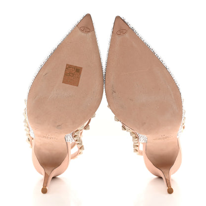 Valentino Garavani Crystal Embellished Rockstud Ankle Strap 100mm Pumps 41 Silver Rose Canalle 5 of 14