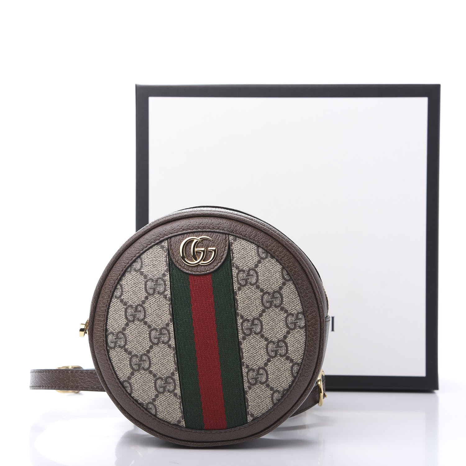 Gucci GG Supreme Monogram Web Mini Ophidia Round Backpack Brown 9 of 9