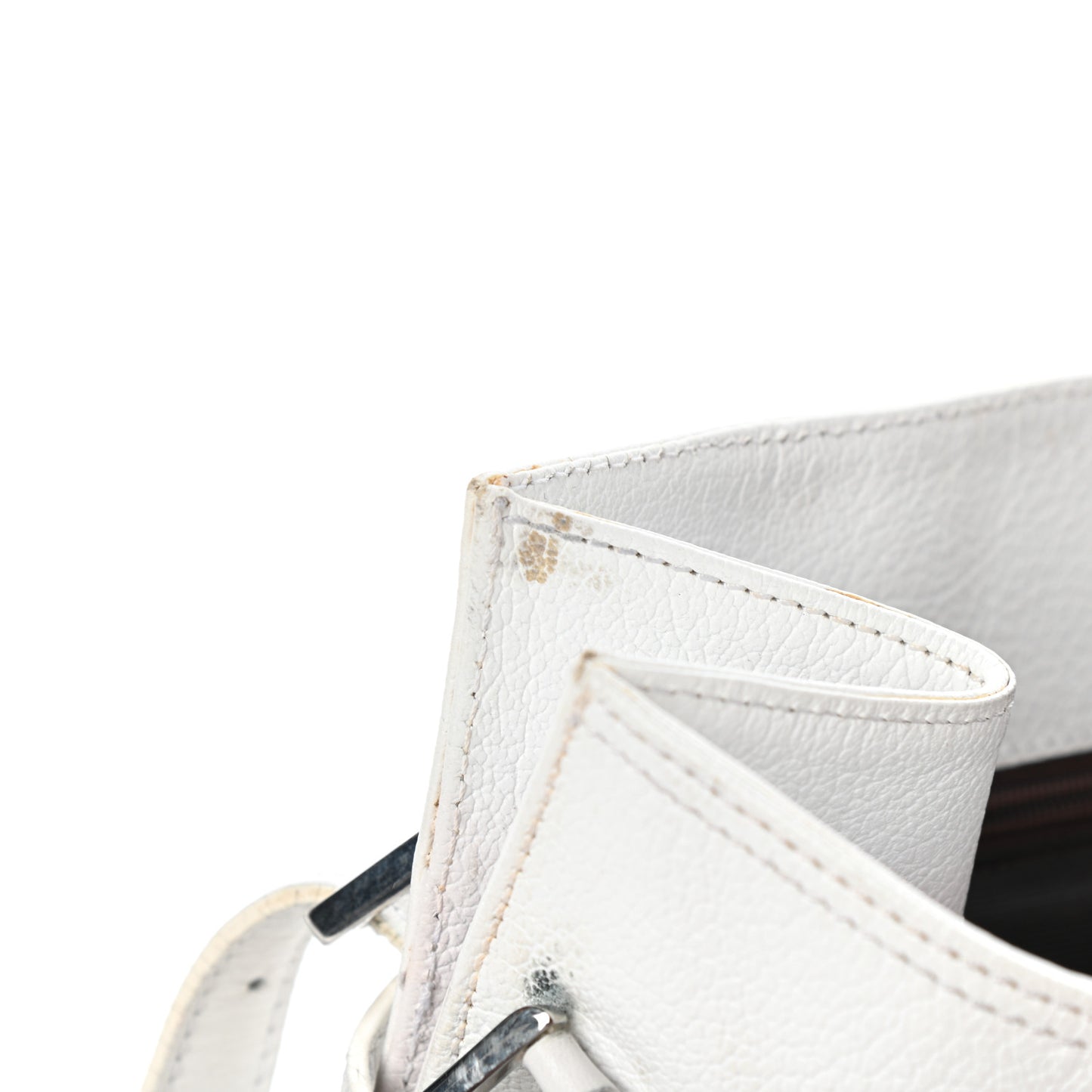 Calfskin Studded Shopping Tote White