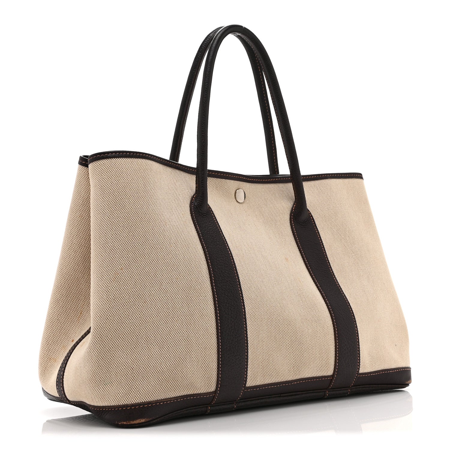 Hermes Buffle Skipper Toile Garden Party 36 MM Tote Marron Fonce 3 of 15