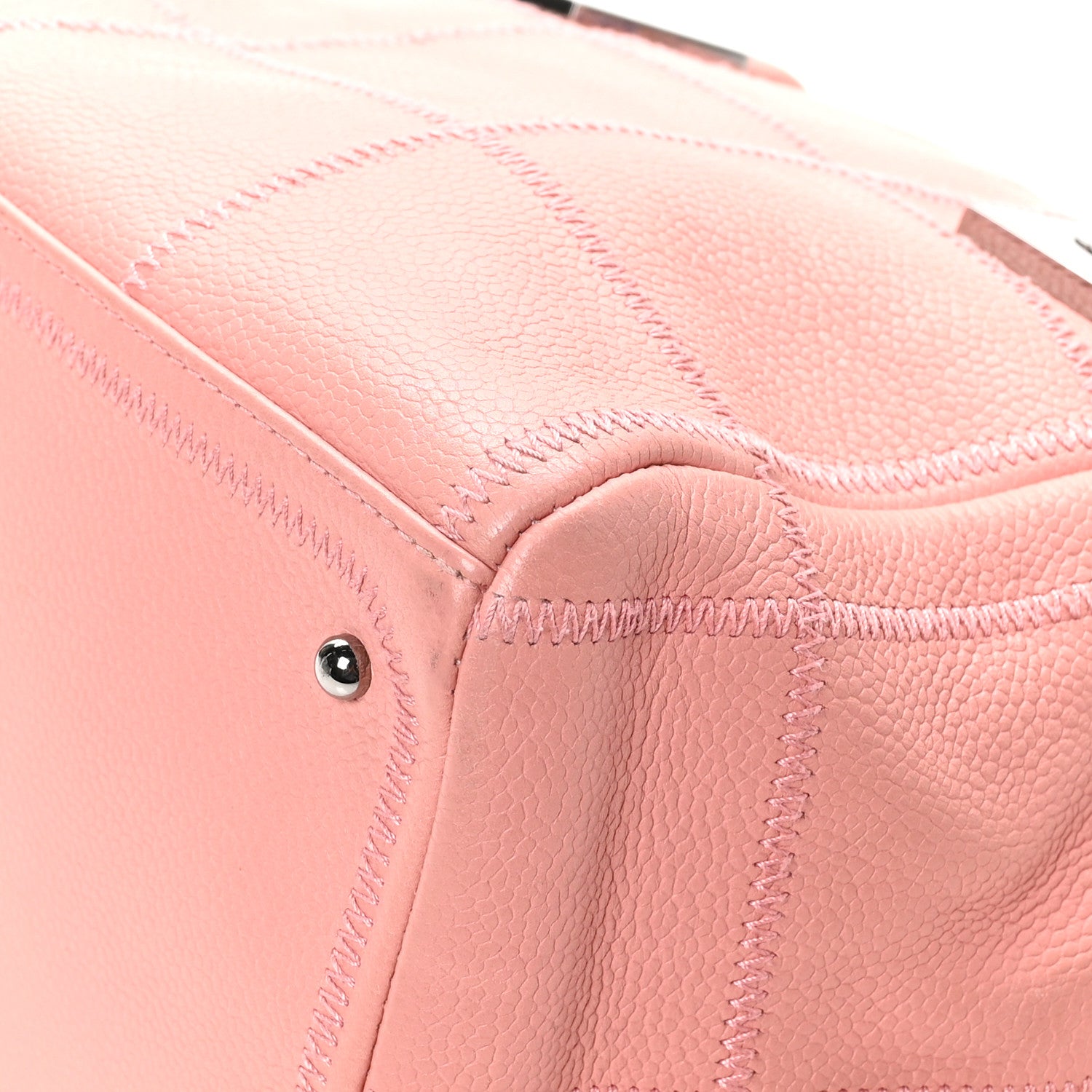 Chanel Caviar Square Stitched Bowler Pink 12 of 13