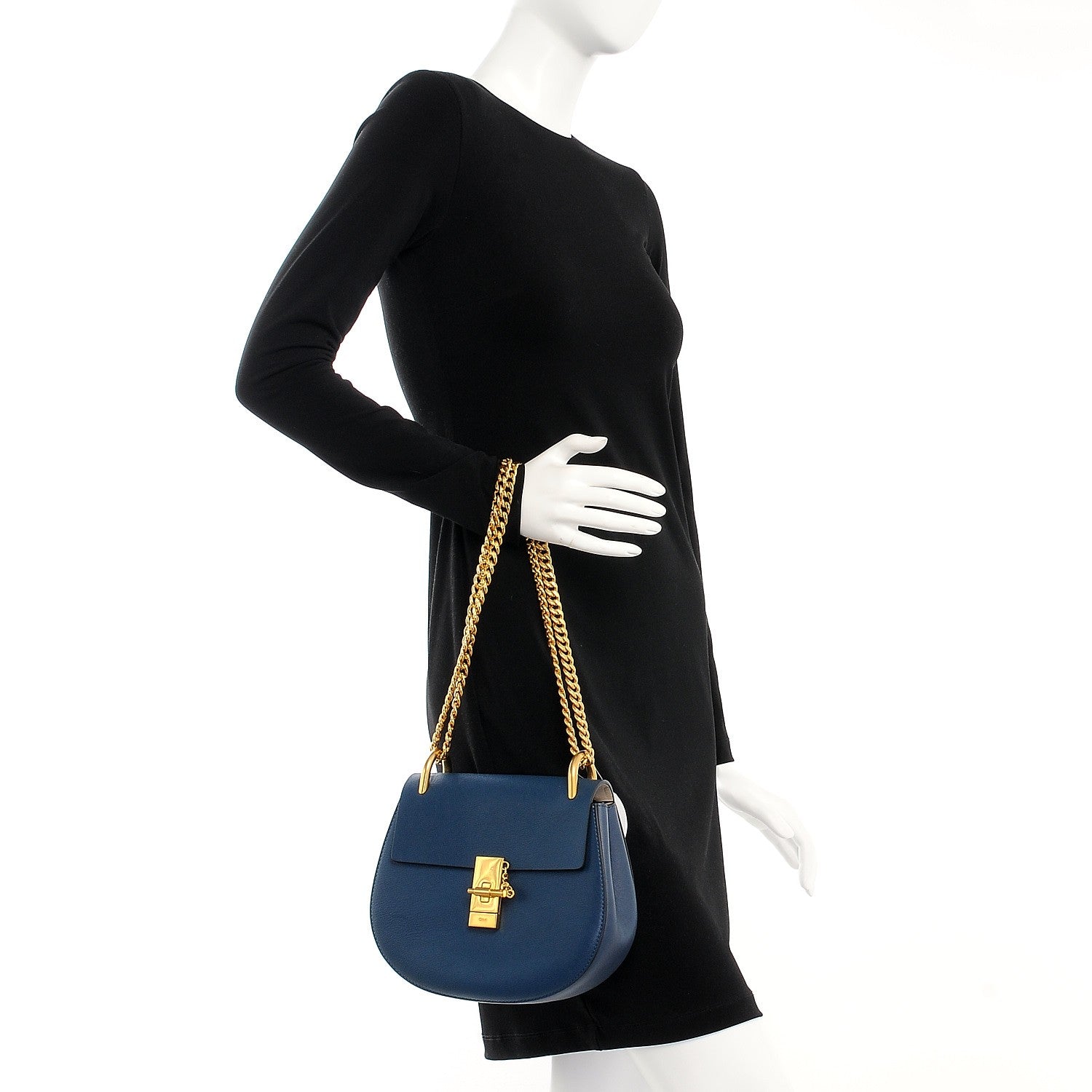 Chloe Grained Lambskin Drew Shoulder Bag Denim Blue 2 of 6