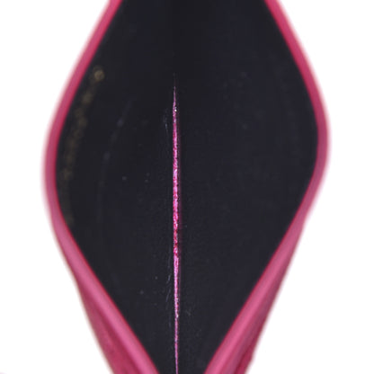 Saint Laurent Grain De Poudre Matelasse Chevron Monogram Credit Card Case Fresh Fuxia 5 of 8