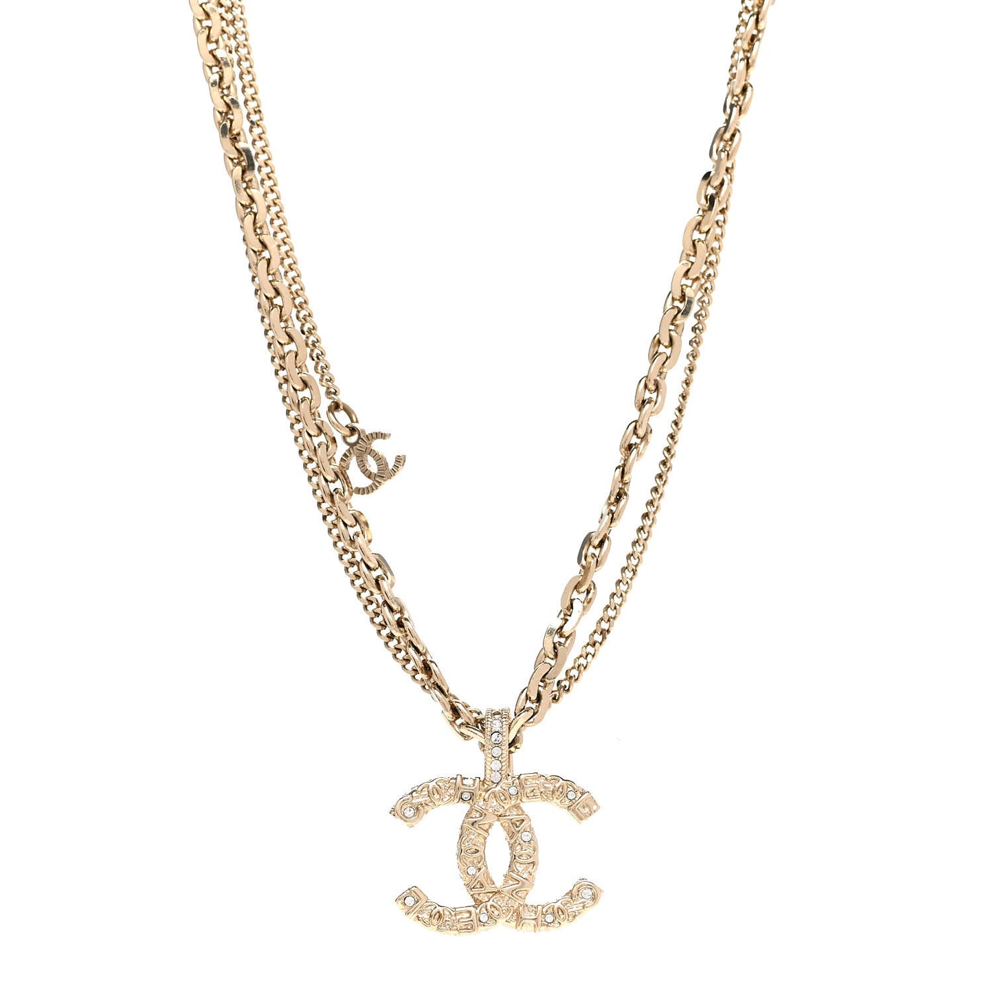 Crystal CC Multi Strand Chain Necklace Gold
