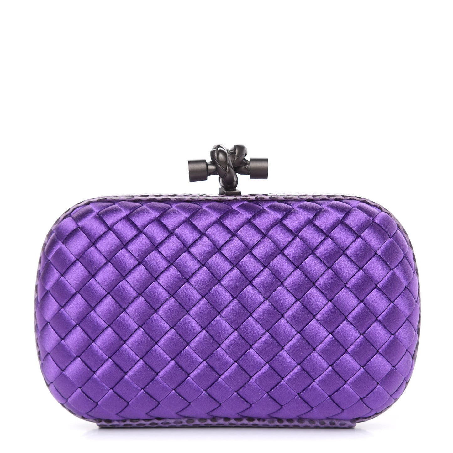 Satin Intreccio Impero Ayers Knot Clutch Purple