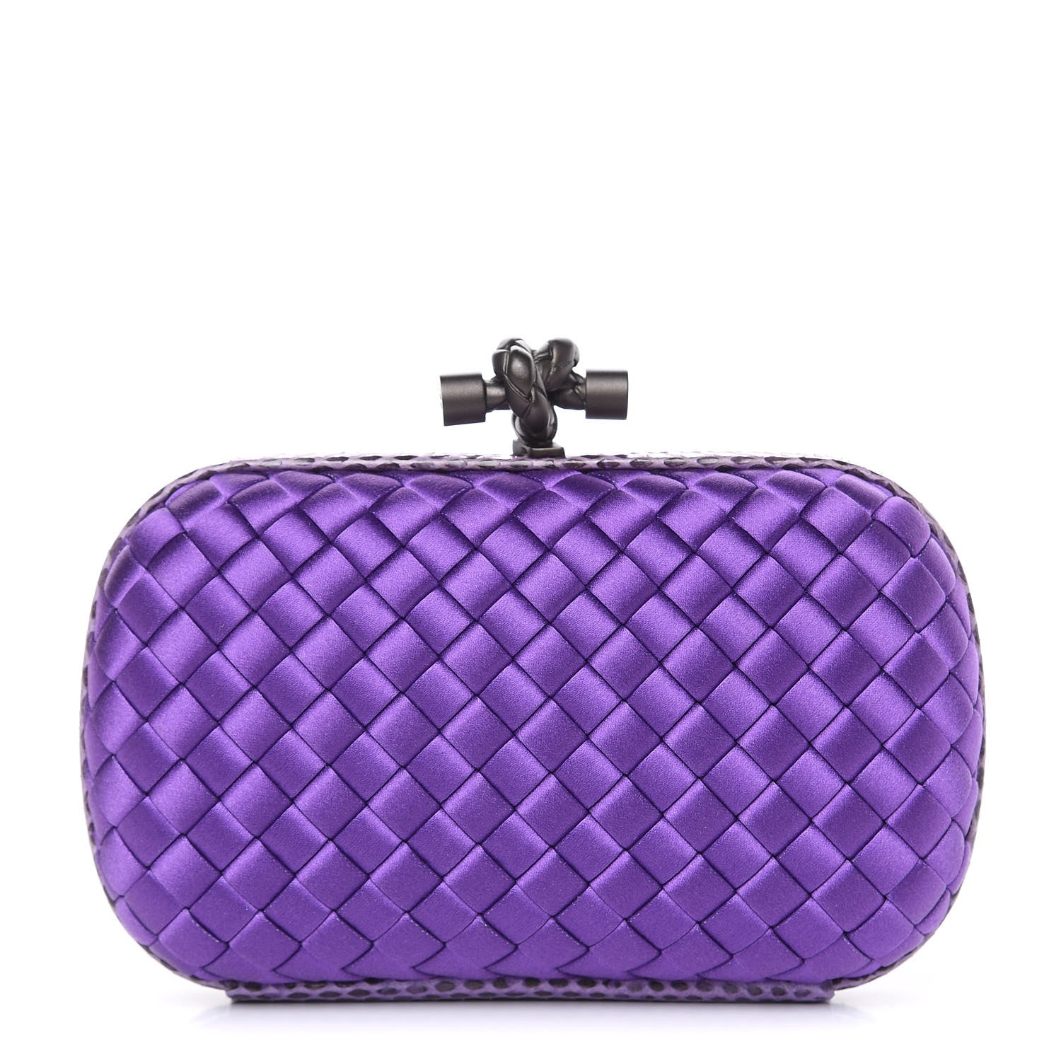 Bottega Veneta Satin Intreccio Impero Ayers Knot Clutch Purple 1 of 6