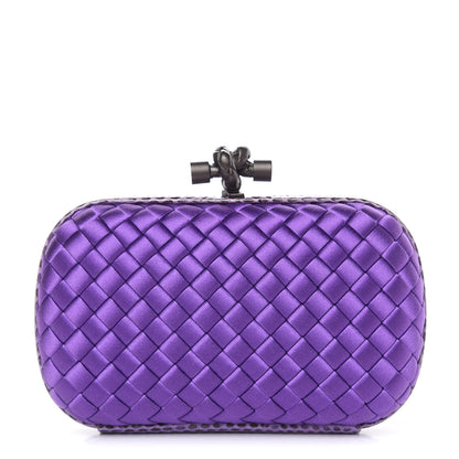 Bottega Veneta Satin Intreccio Impero Ayers Knot Clutch Purple 1 of 6