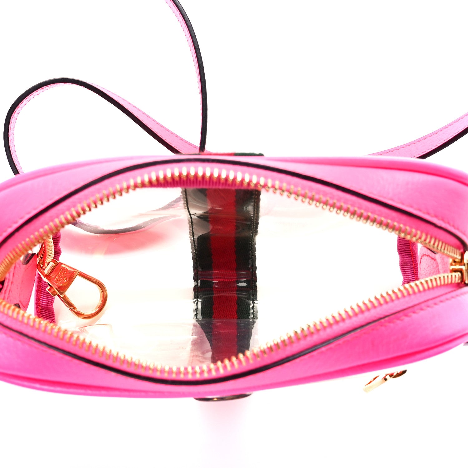 Gucci Vinyl Web Mini Ophidia Transparent Shoulder Bag Fluorescent Fuchsia 5 of 9