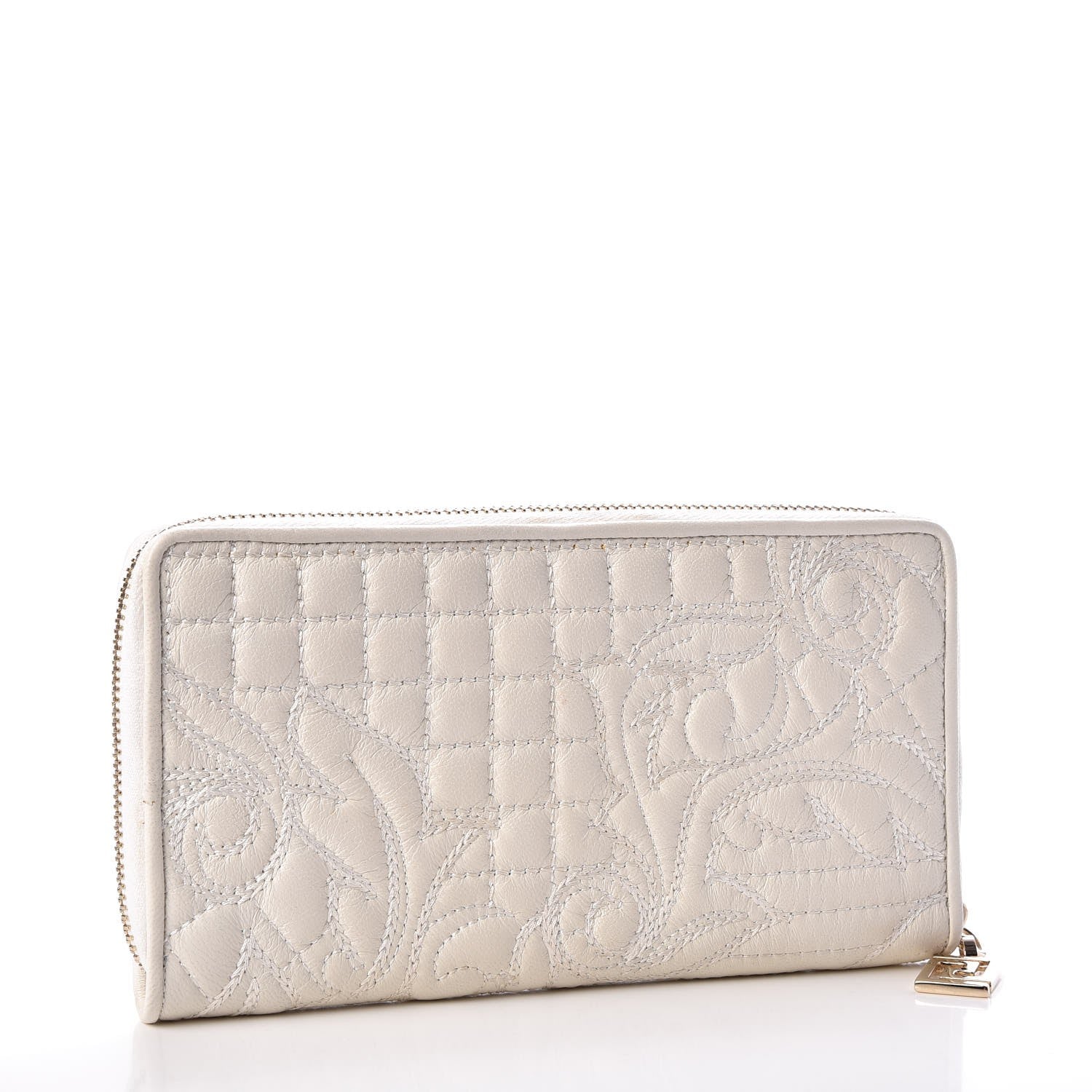 Versace Nappa Barocco Zip Around Wallet White 3 of 7