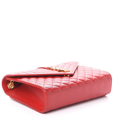 Saint Laurent Grain De Poudre Textured Mixed Matelasse Triquilt Medium Monogram Satchel New Red 3 of 8