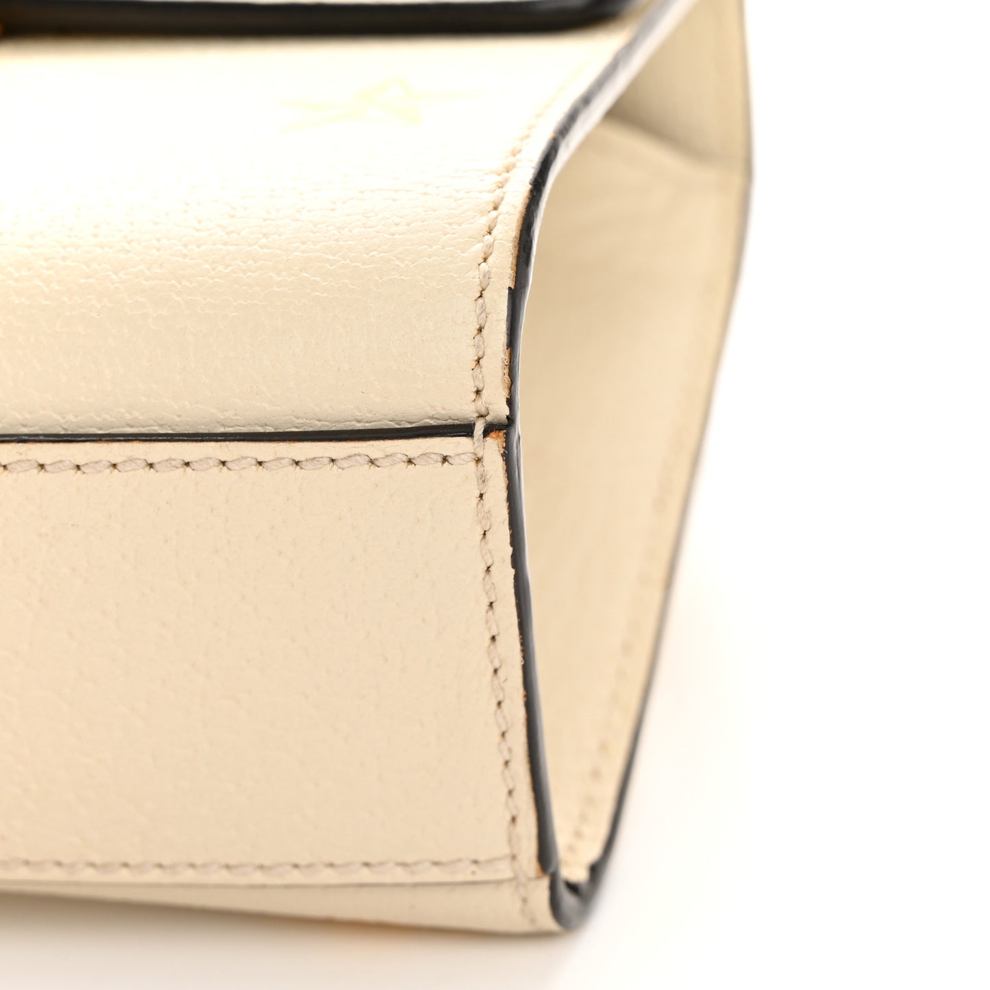 Grained Calfskin Bee Star Small Padlock Shoulder Bag White