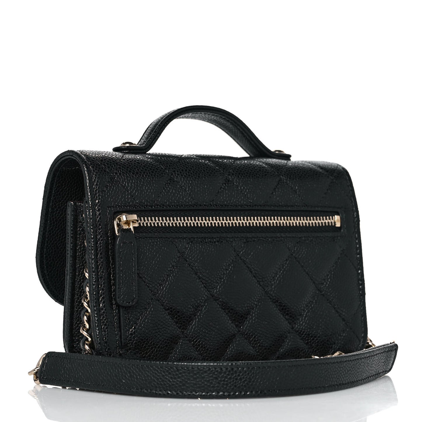 Caviar Quilted Business Affinity Clutch With Chain Black