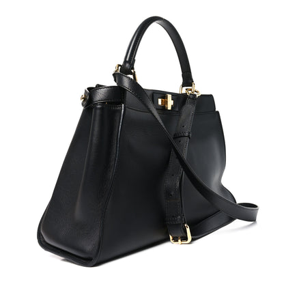 Fendi Calfskin Velvet Fun Fair Medium Peekaboo Iconic Satchel Night Blue Multicolor 2 of 10