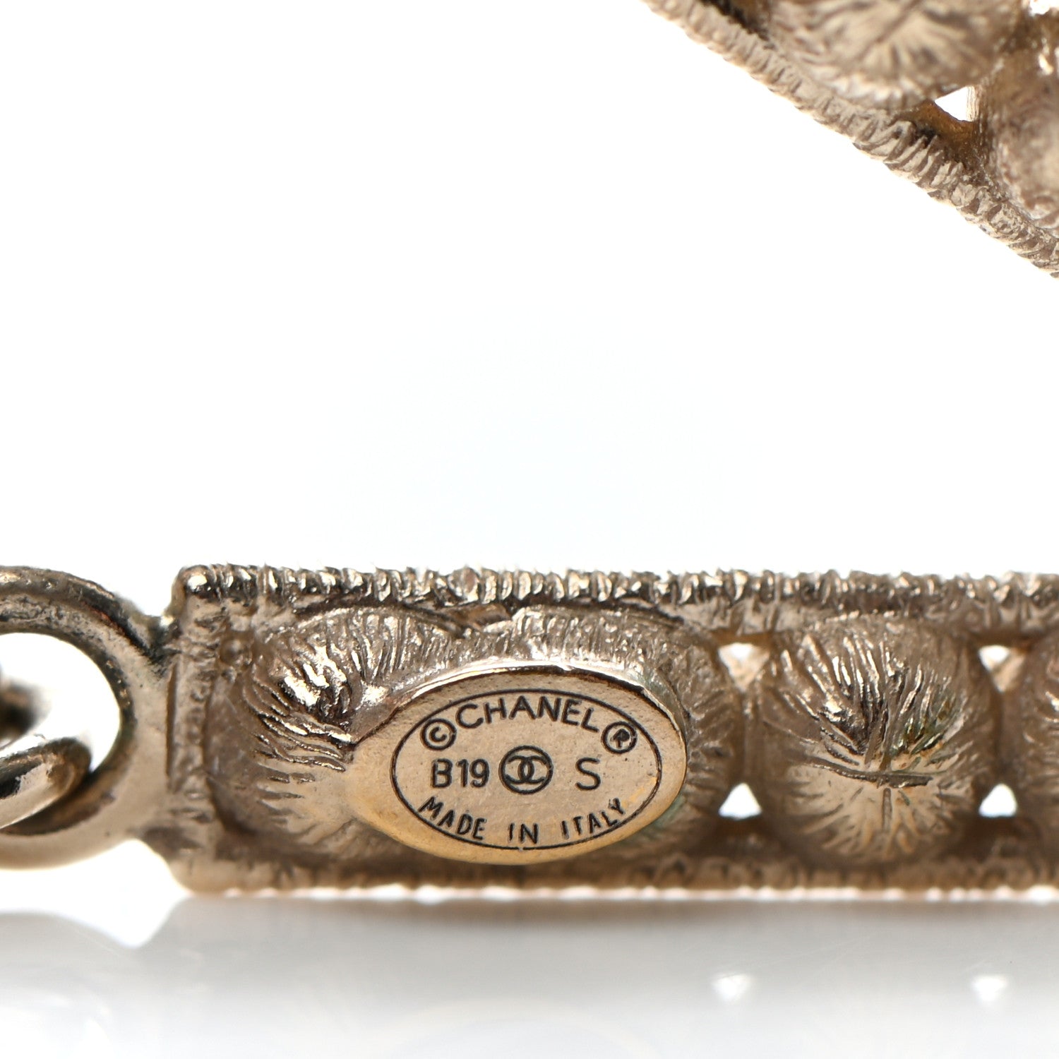 Chanel Crystal Cha-Nel Logo Drop Earrings Gold 4 of 4