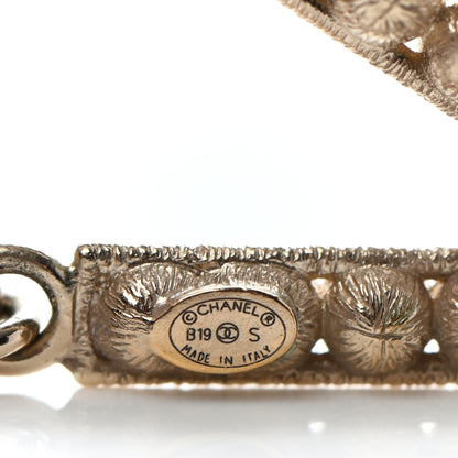 Chanel Crystal Cha-Nel Logo Drop Earrings Gold 4 of 4