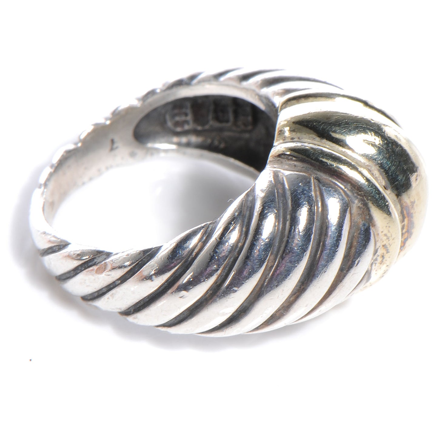 Sterling Silver 14K Yellow Gold Cable Station Ring 47 4