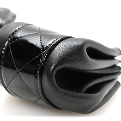 Chanel Crumpled Patent Lambskin Quilted Tassel Clutch With Chain Black 10 of 12