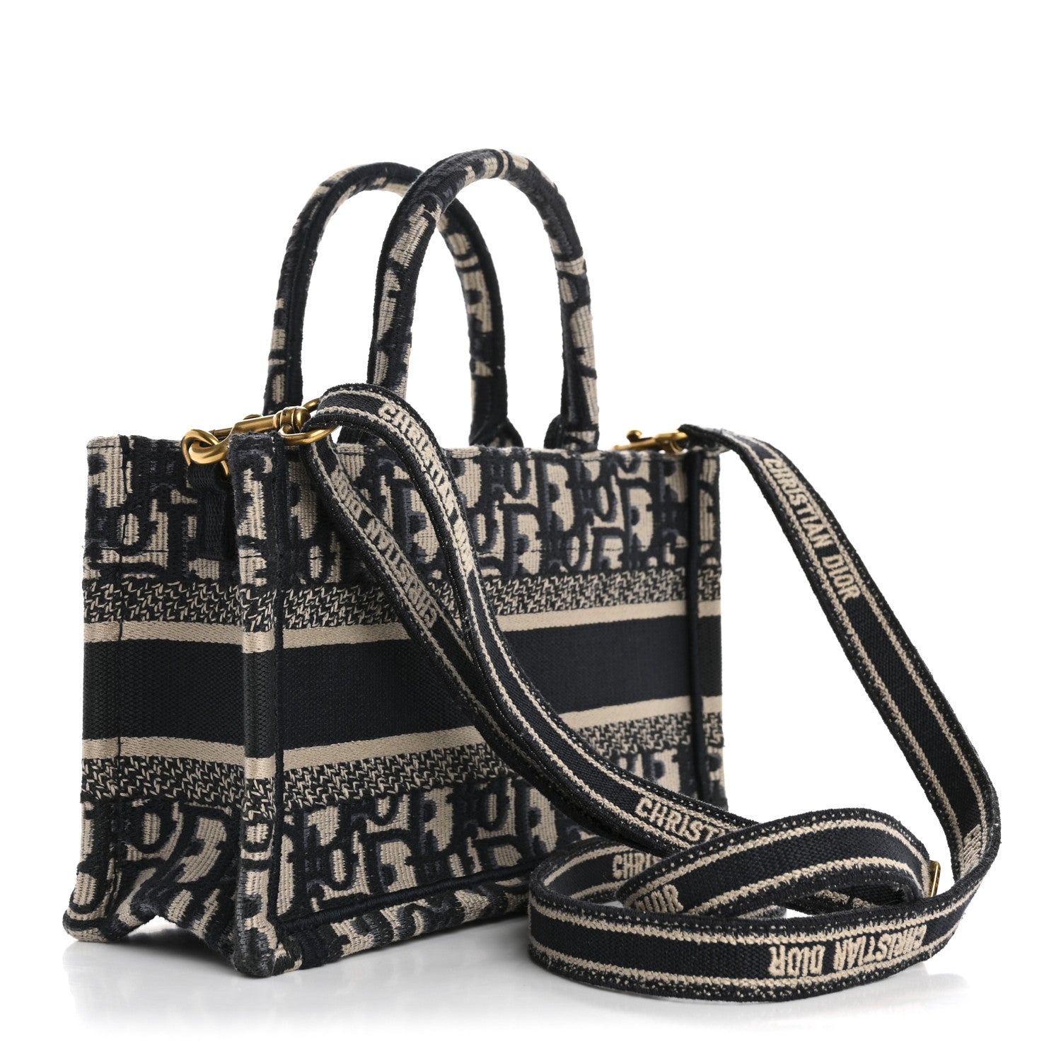 Christian Dior Oblique Mini Book Tote With Strap Blue Multicolor 3 of 14