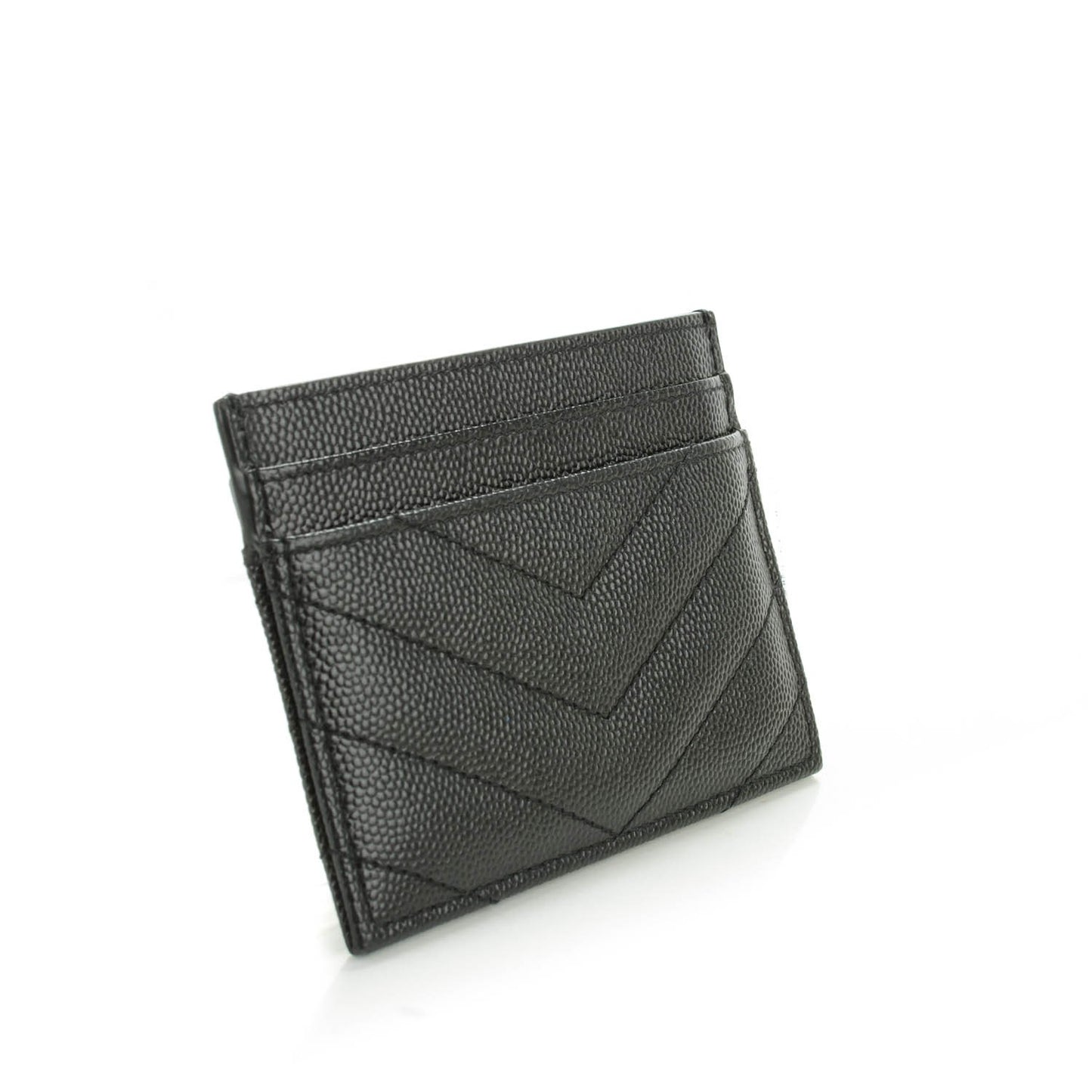 Grain De Poudre Matelasse Chevron Monogram Credit Card Case Black