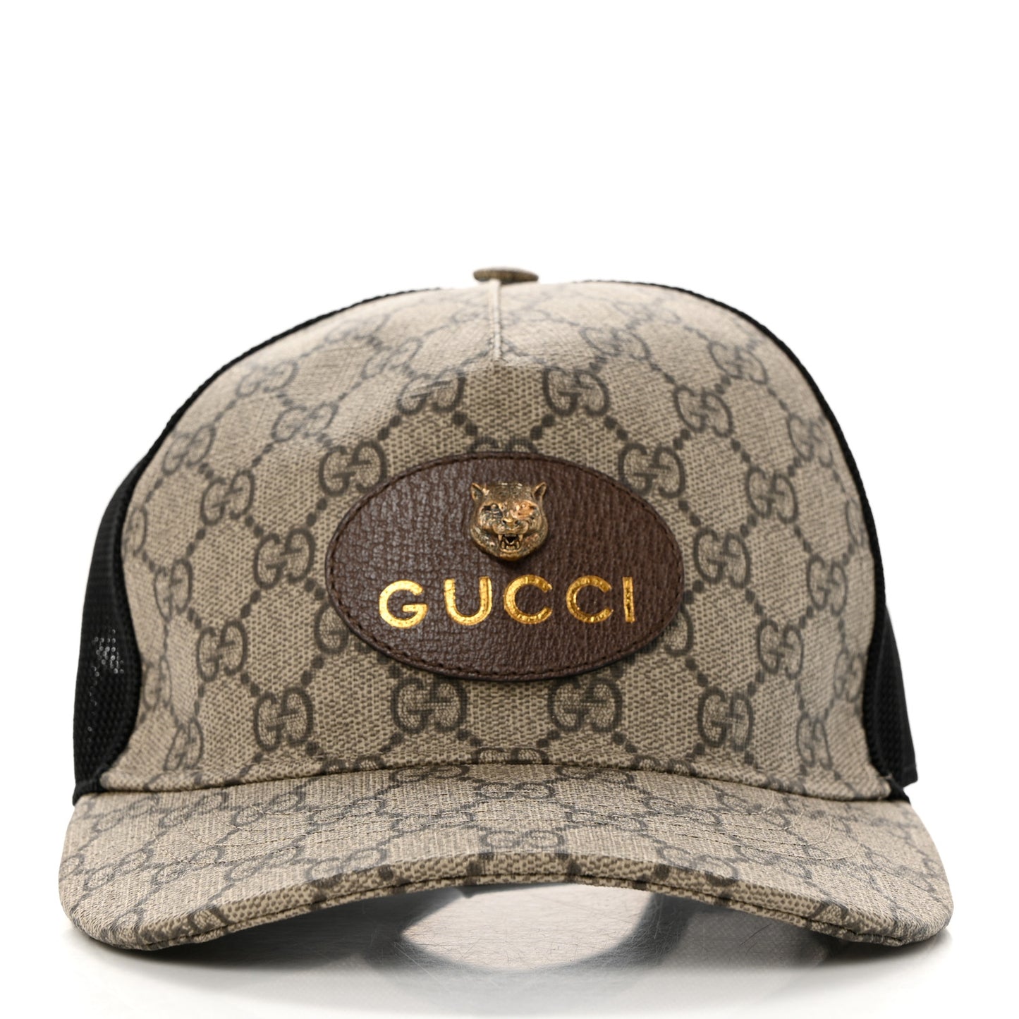 Soft GG Supreme Monogram Mesh Textured Dollar Calfskin Neo Vintage Rap Baseball Hat S Dark Brown Black