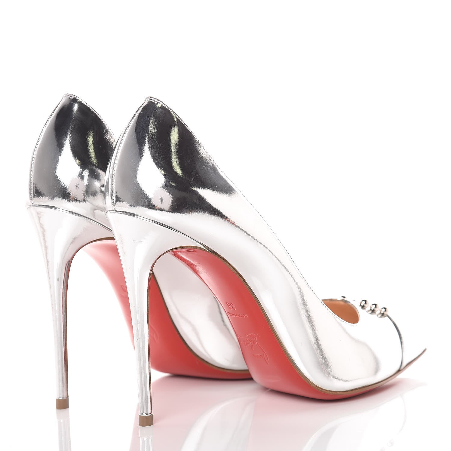 Christian Louboutin Metallic Calfskin Predu 100 Pumps 38 Silver 4 of 11