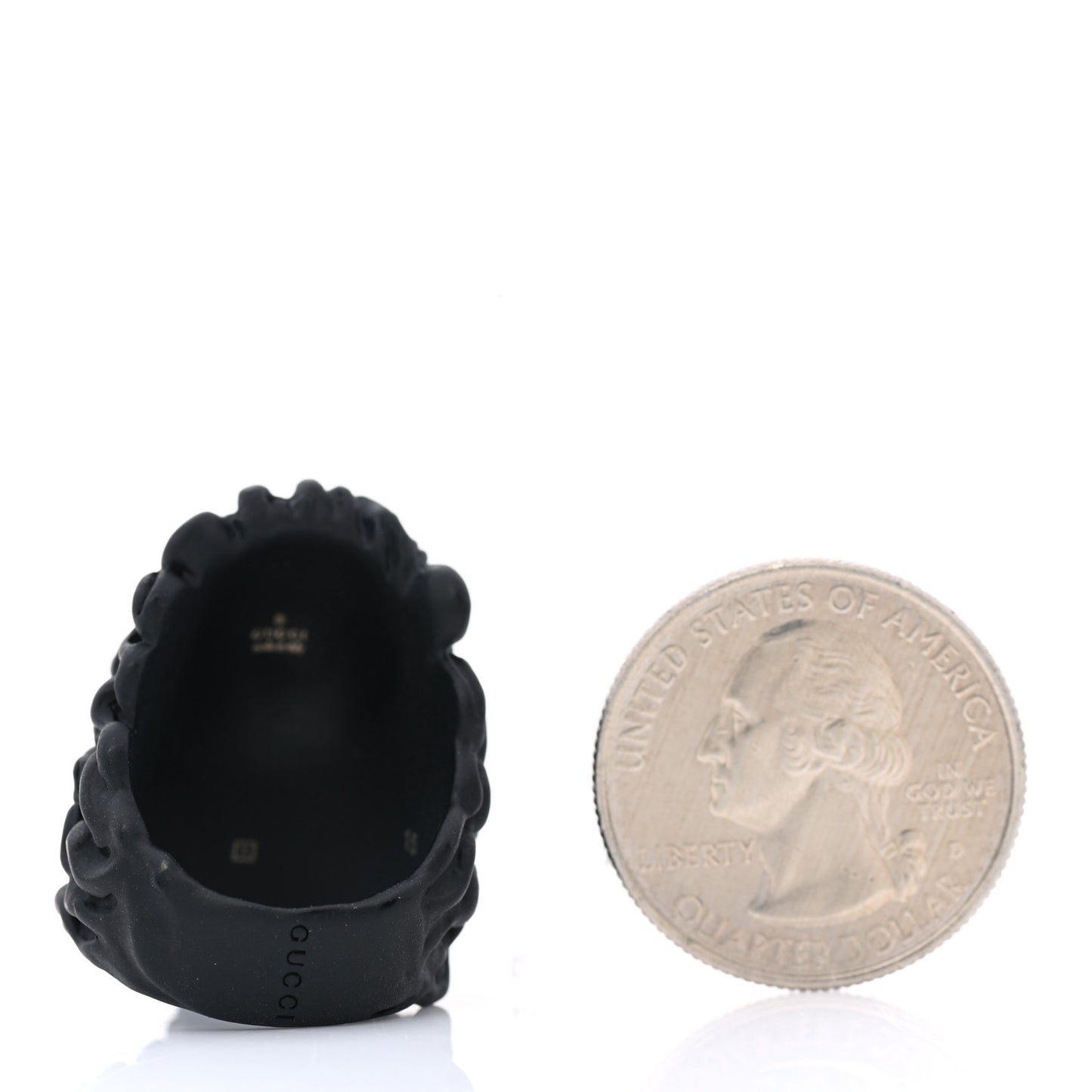 Glass Pearl Lion Head Ring 7 Black Pink