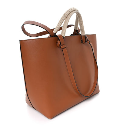 Loewe Smooth Calfskin Anagram Fringe Tote Tan 3 of 9