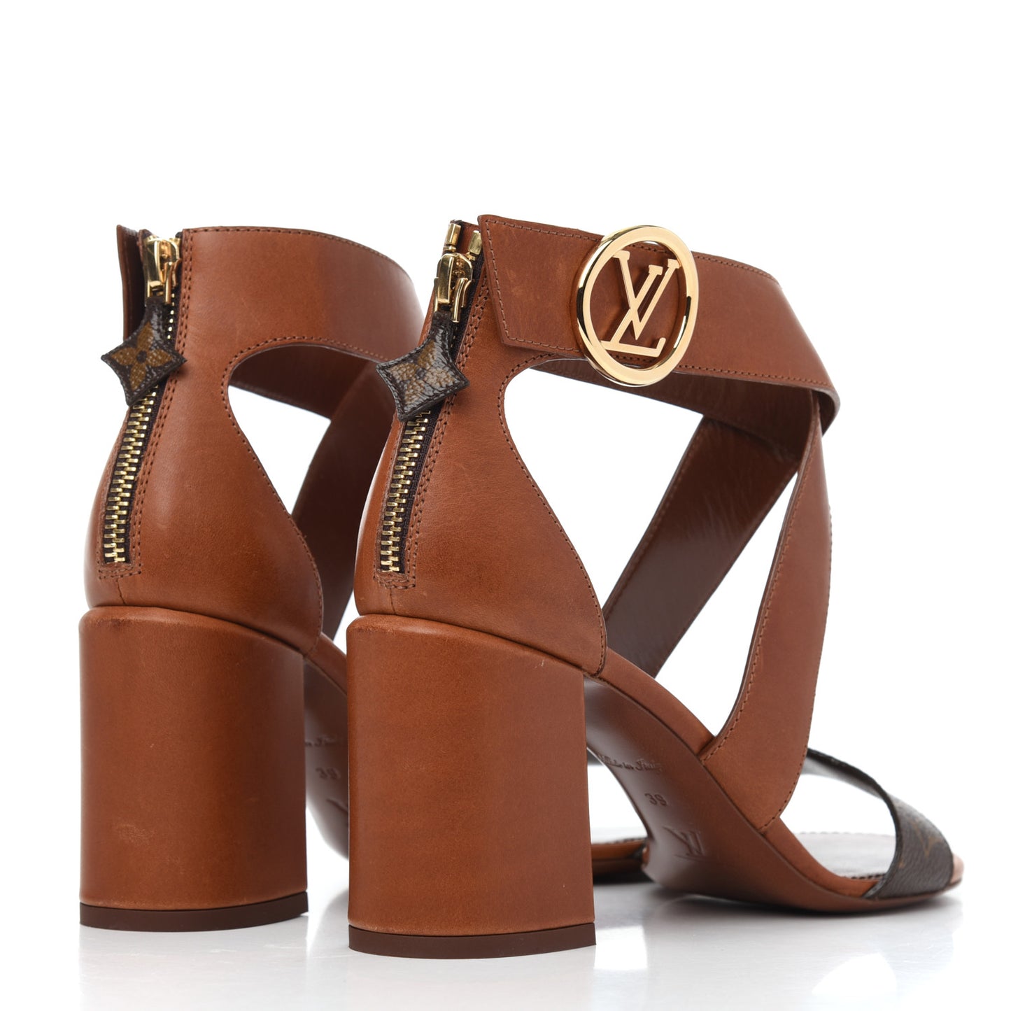 Calfskin Monogram Horizon Sandal 39 Cognac Brown