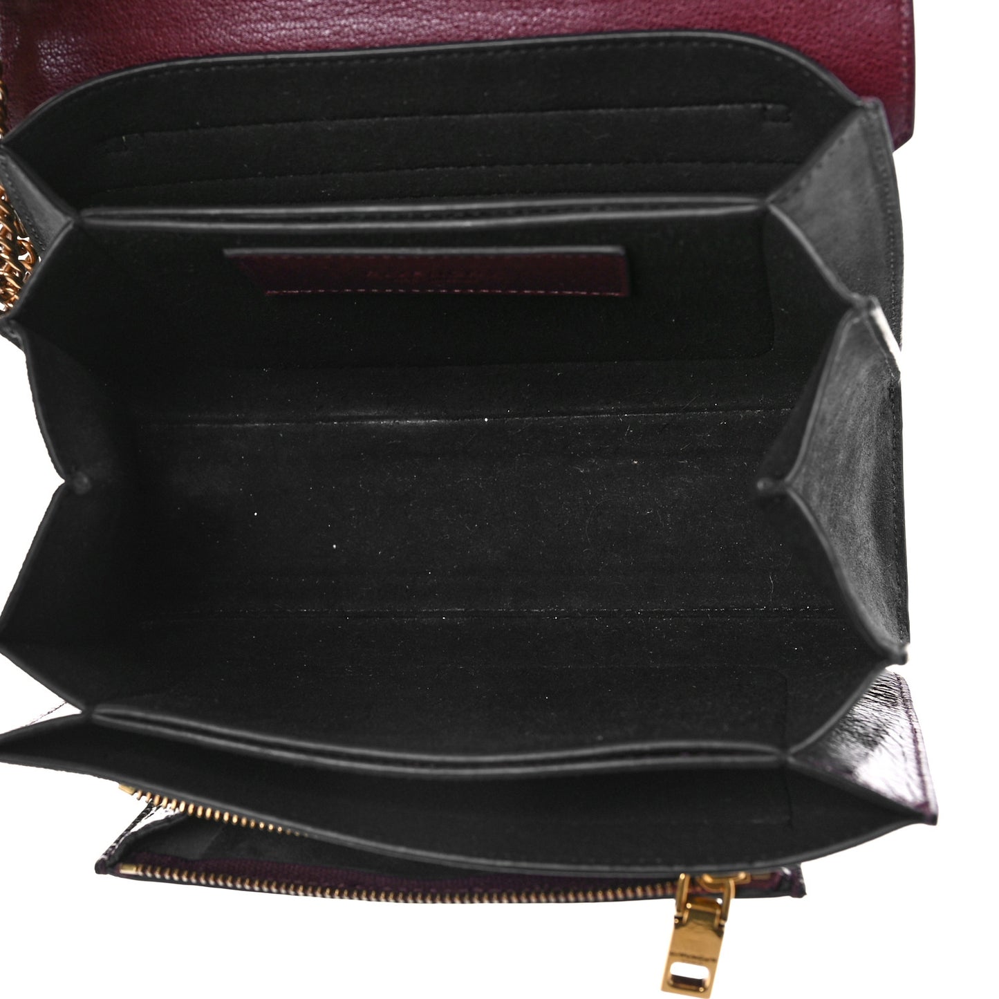 Crinkled Patent Deerskin Suede Small GV3 Shoulder Bag Aubergine Graphite