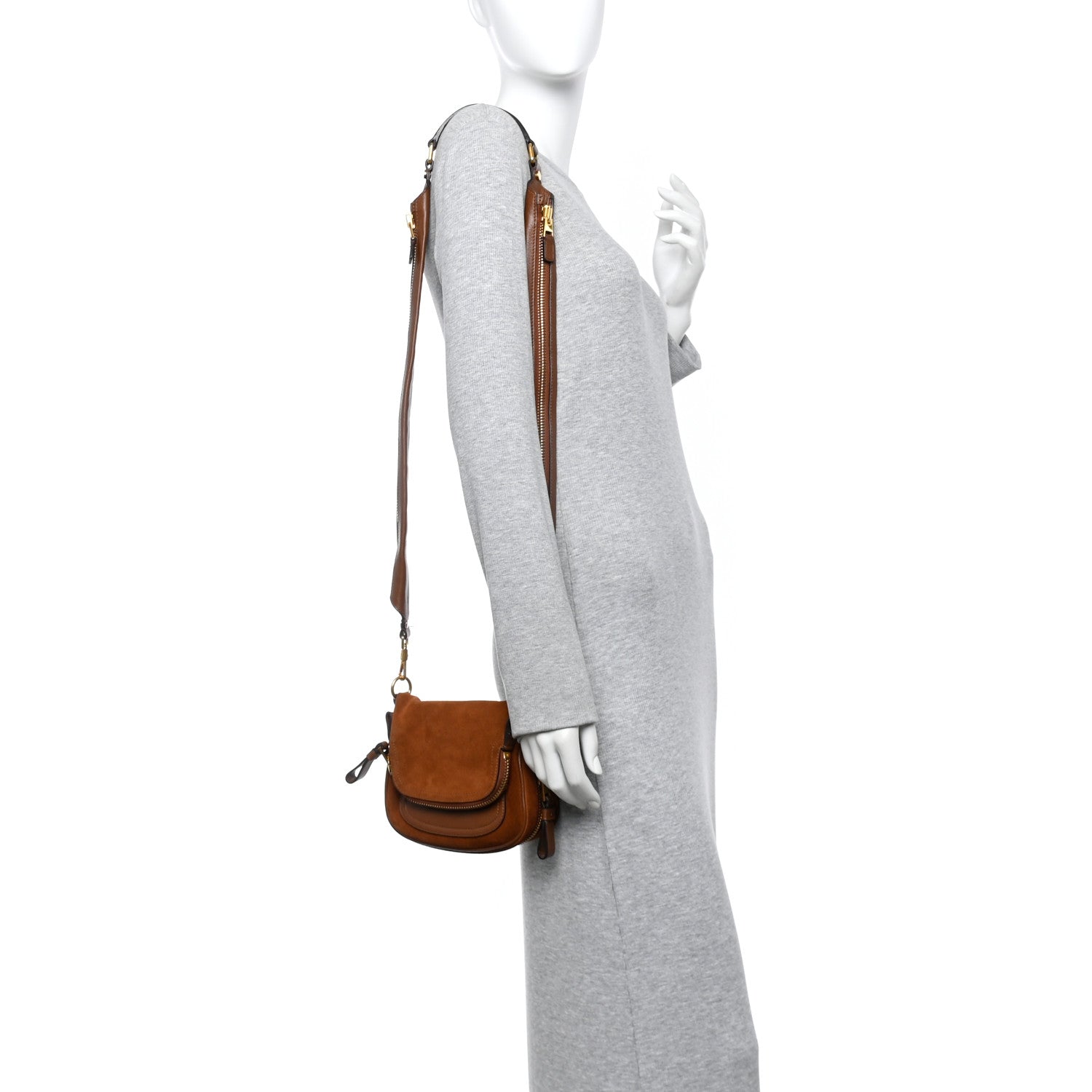 Tom Ford Suede Calfskin Mini Jennifer Crossbody Caramel 2 of 9