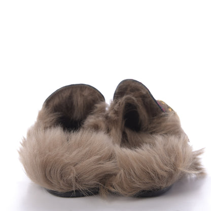 Gucci Canvas GG Monogram Diamond Fur Web GG Mens Princetown Slippers 8 Midnight Blue Hibiscus Red 6 of 9