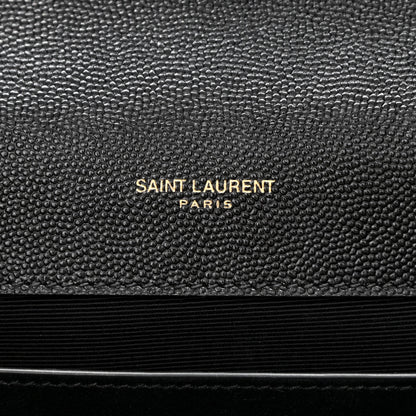 Saint Laurent Grain De Poudre Textured Mixed Matelasse Triquilt Medium Monogram Satchel Black 6 of 11