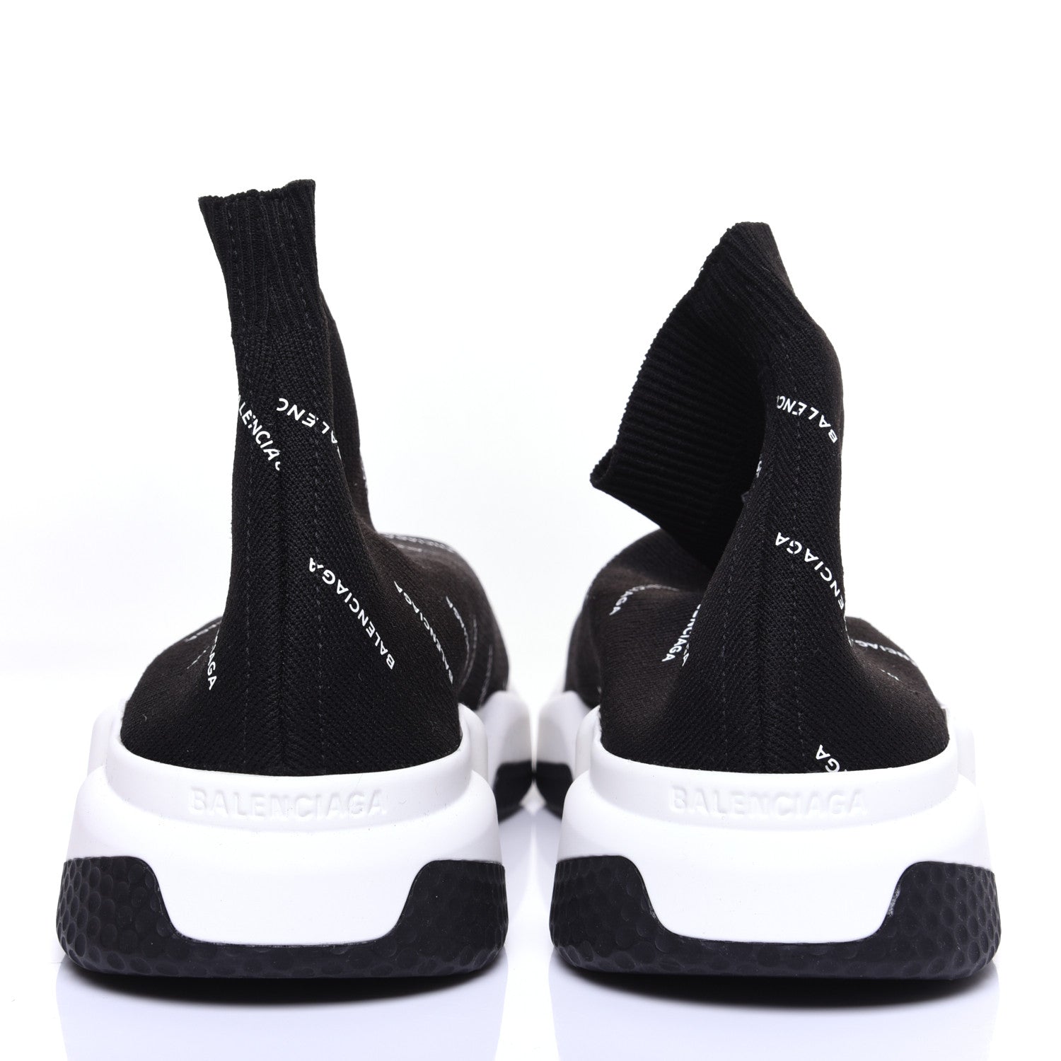 Balenciaga Neoprene Knit Allover Logo Bi-Color Sole Womens Speed Sneakers 41 Black White 4 of 10