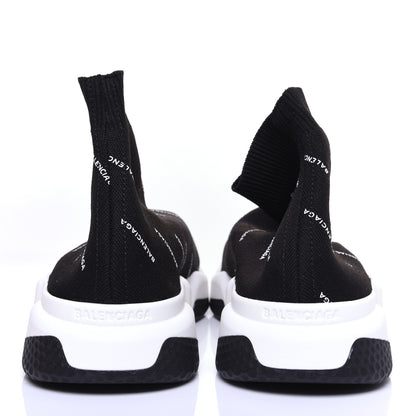 Balenciaga Neoprene Knit Allover Logo Bi-Color Sole Womens Speed Sneakers 41 Black White 4 of 10