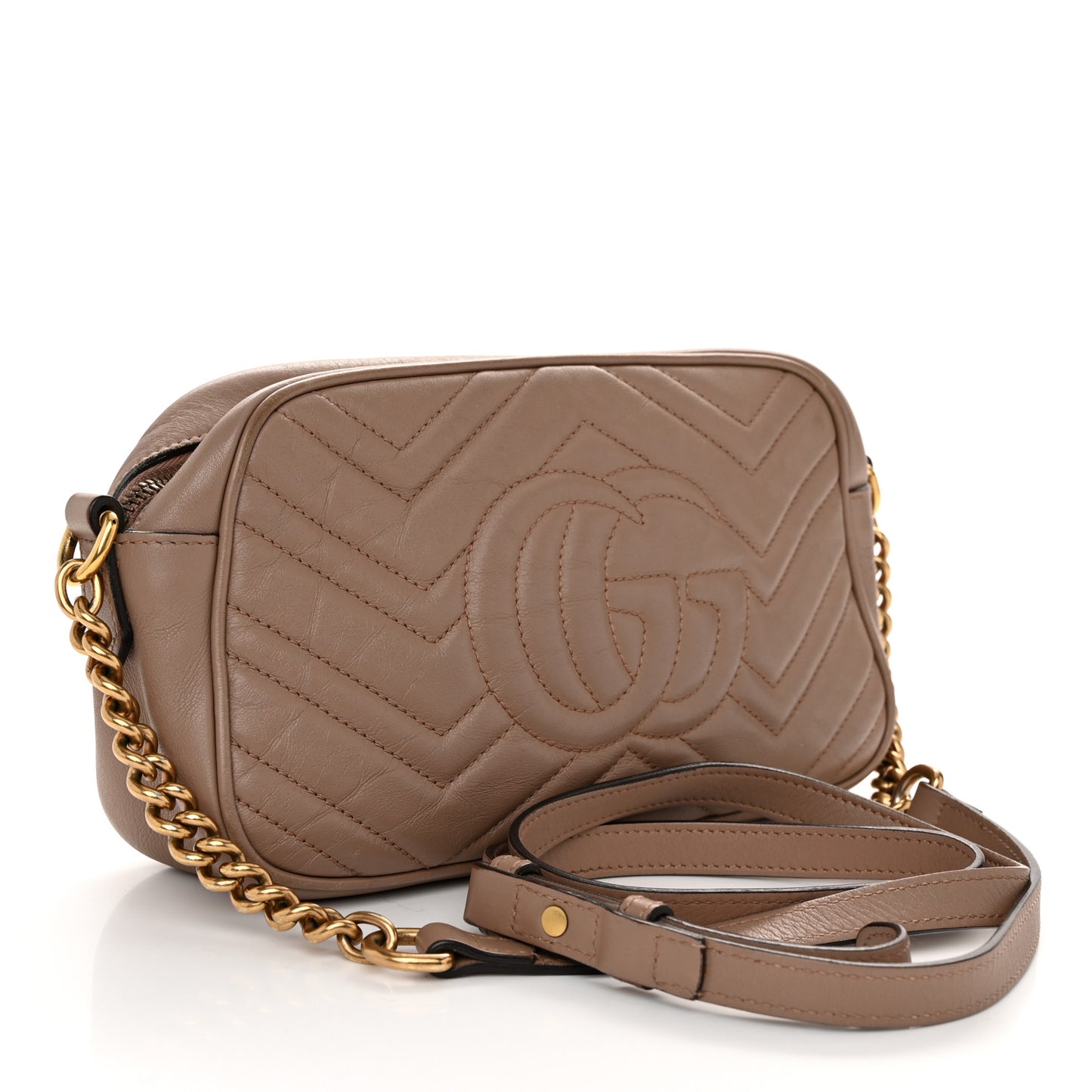 Calfskin Matelasse Small GG Marmont Chain Shoulder Bag Porcelain Rose