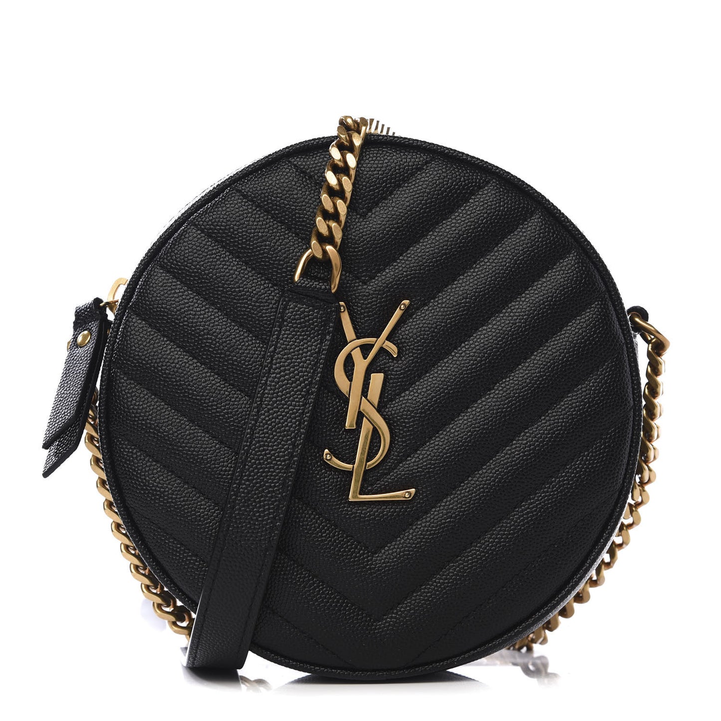 Grain De Poudre Matelasse Chevron Quilted Round Vinyle Camera Bag Black