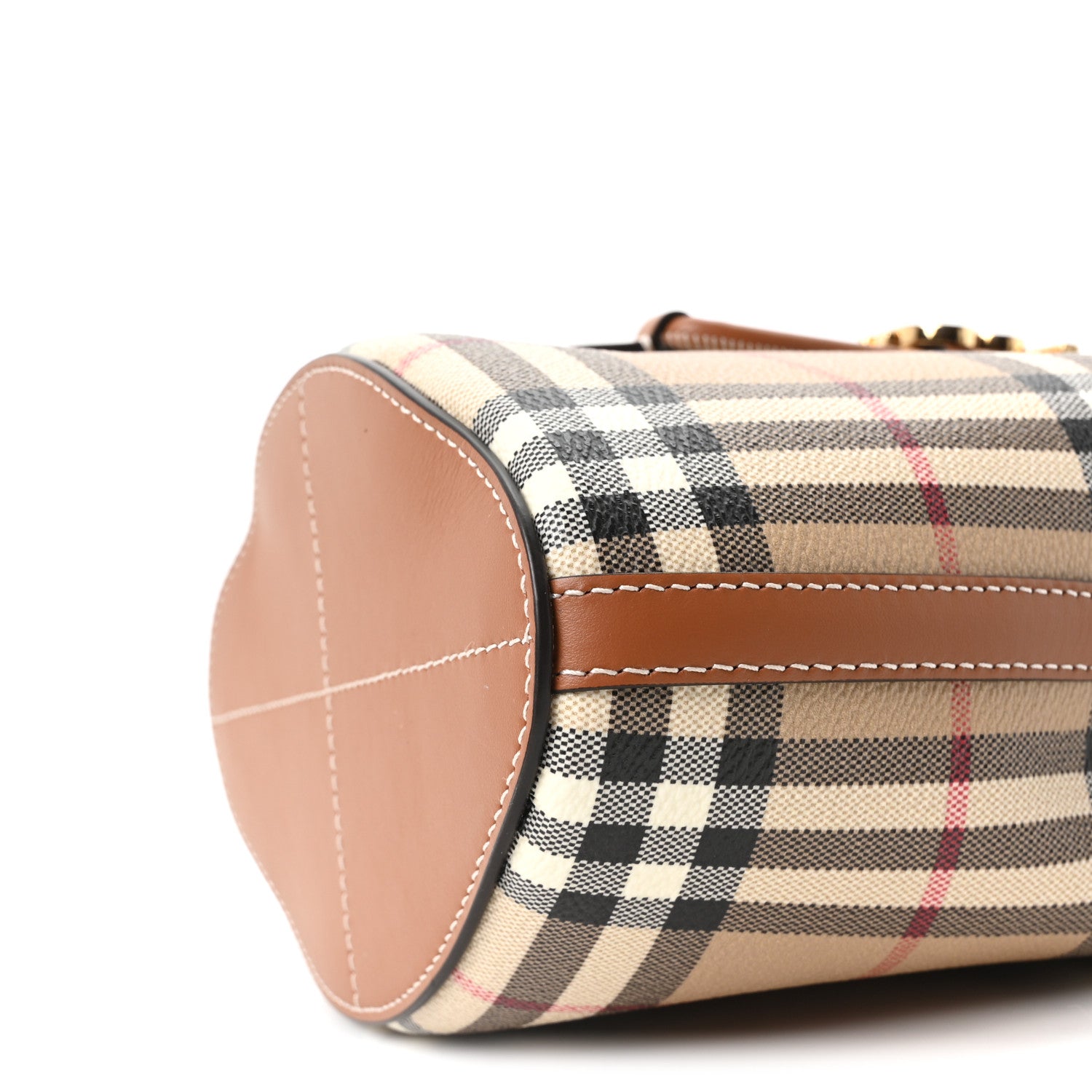 Burberry E-Canvas Vintage Check Mini Drawstring Bucket Bag Briar Brown 10 of 10