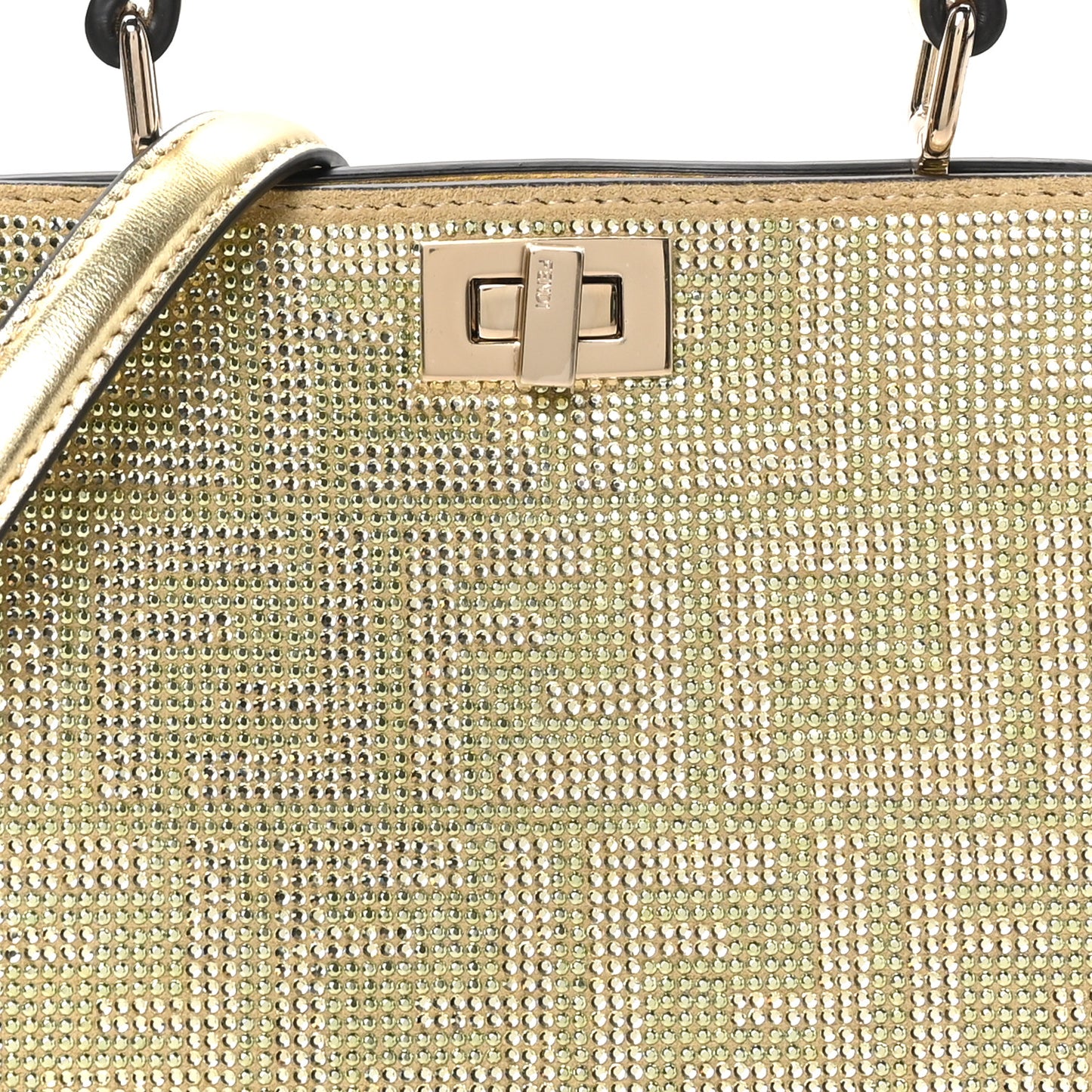 Crystal Vitello Laminato FF Petite Peekaboo I SEE U Satchel Crystal Platinum Light Gold