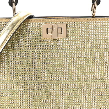 Fendi Crystal Vitello Laminato FF Petite Peekaboo I SEE U Satchel Crystal Platinum Light Gold 7 of 9