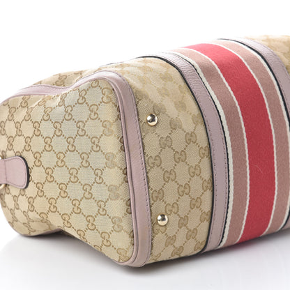 Gucci Monogram Selleria Calfskin Vintage Web Medium Boston New Sand Lilas 9 of 10