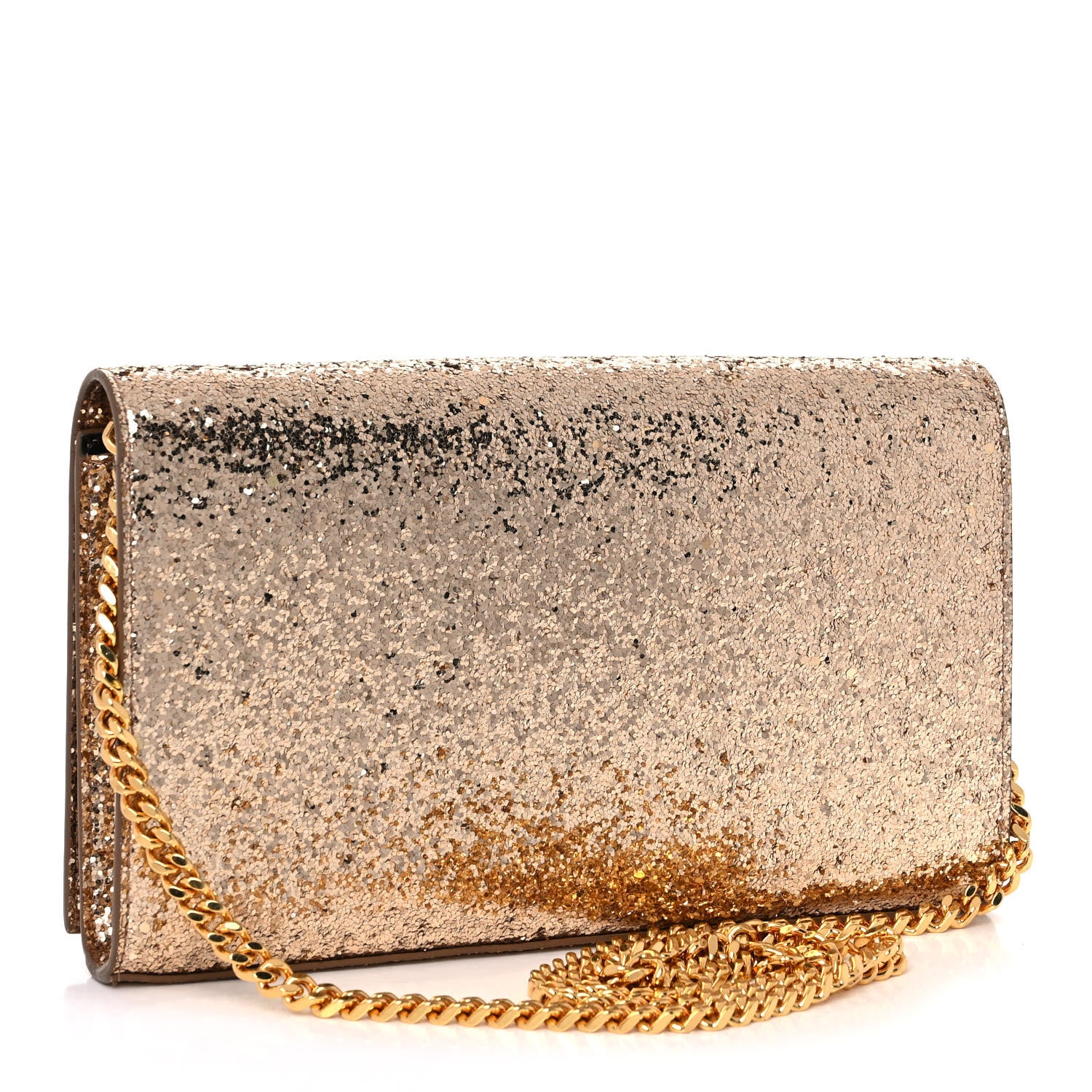 Saint Laurent Glitter Galactica Monogram Chain Wallet Platino 2 of 8