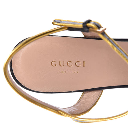 Gucci Nappa Silk Pearl Bee Embellished Mid-Heel Sandals 39.5 Black 9 of 9