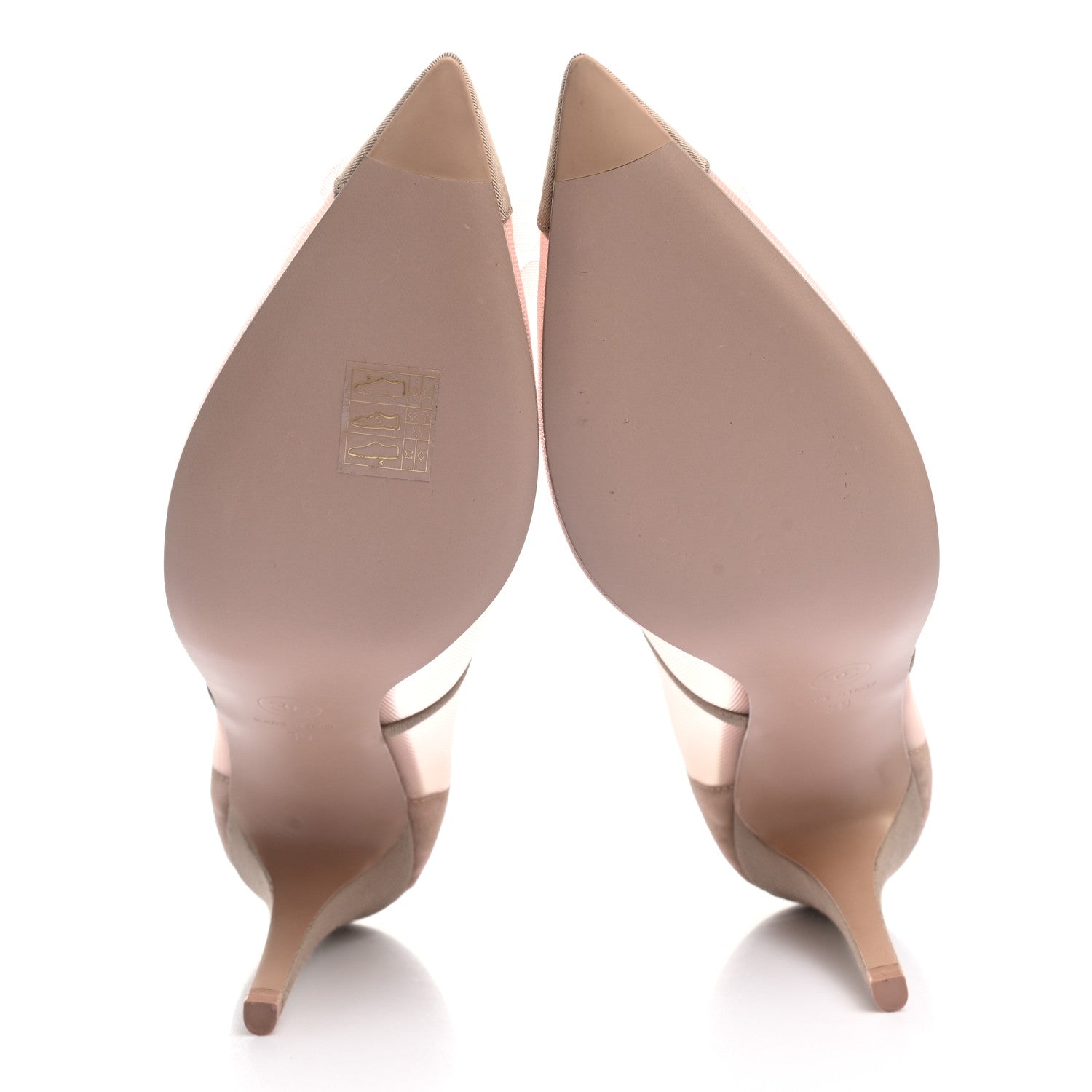 Chanel Mesh Grosgrain Camellia Pumps 39 Pink Beige 5 of 9