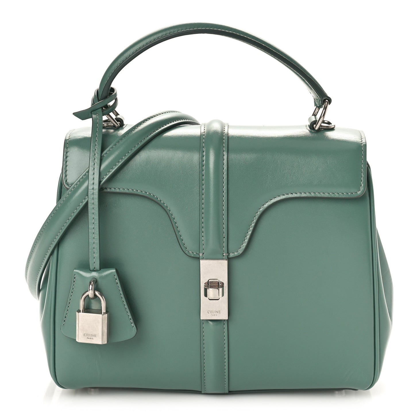 Satinated Calfskin Small 16 Top Handle Bag Celadon
