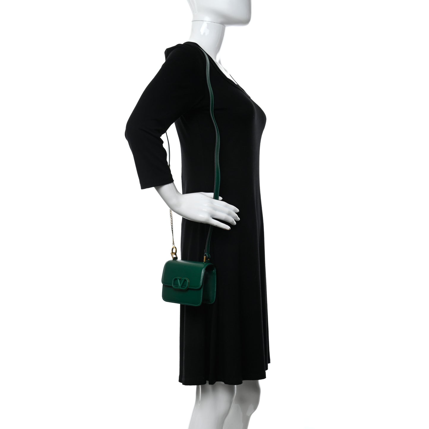 Smooth Calfskin Micro VSling Shoulder Bag Green