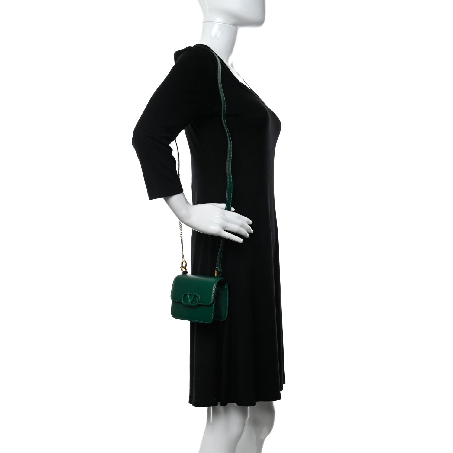 Valentino Garavani Smooth Calfskin Micro VSling Shoulder Bag Green 3 of 14