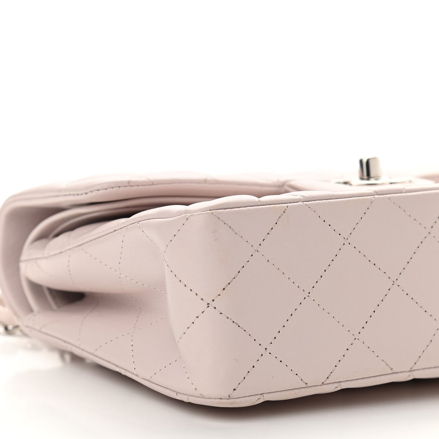 Lambskin Quilted Small Double Flap Light Purple